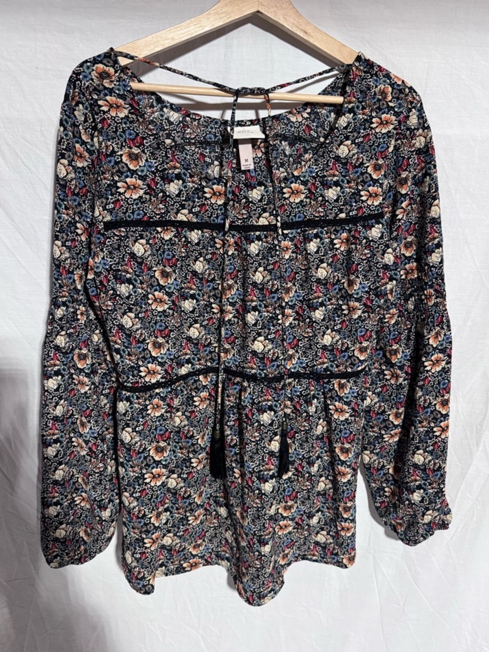 Knox Rose Boho floral long sleeve top Size Medium